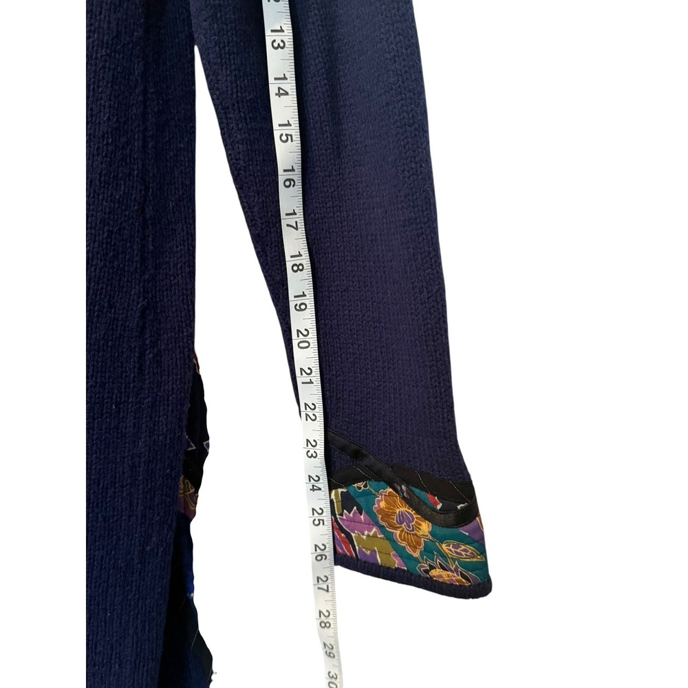 Koos of Course‎ Lagenlook Cardigan Women L Navy Open Front Floral Artsy Boho - Picture 6 of 7